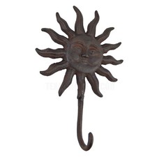 Large Sun Wall Hook Coat Towel Hanger Garden Rustic Cast Iron Antique Style