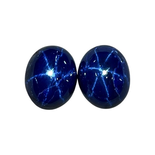 2 Pcs Natural Star Blue Sapphire 11x9mm Oval Loose Cabochon Gemstones Lot - Picture 7 of 11