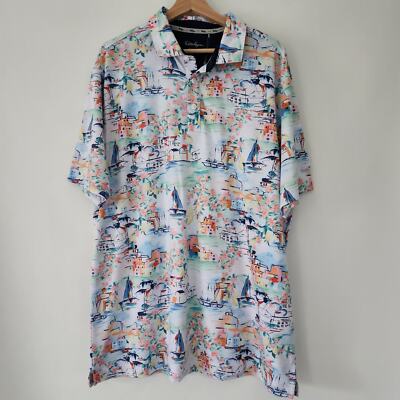 NEW Walter Hagen all over summer villa print short sleeve golf polo mens size XL