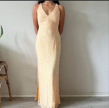 Vtg Cache Gold Yellow Fully Beaded Dress   