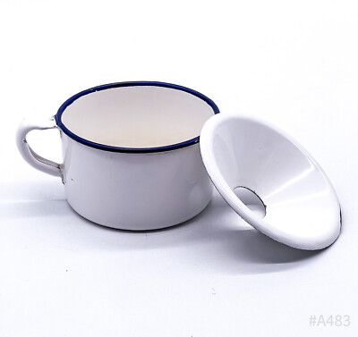 Vintage Enamel Childrens Bedside Pot Bed Pan with Insert, Enameled 10 x 6.5 cm