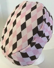 Pink Argyle Medical Slim Lid Euro Scrub Cap Surgery Hat Chef Dental Veterinarian