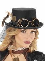 Steampunk Brillen Zylinder - Fasching Halloween KostüM - Filzzylinder Mit