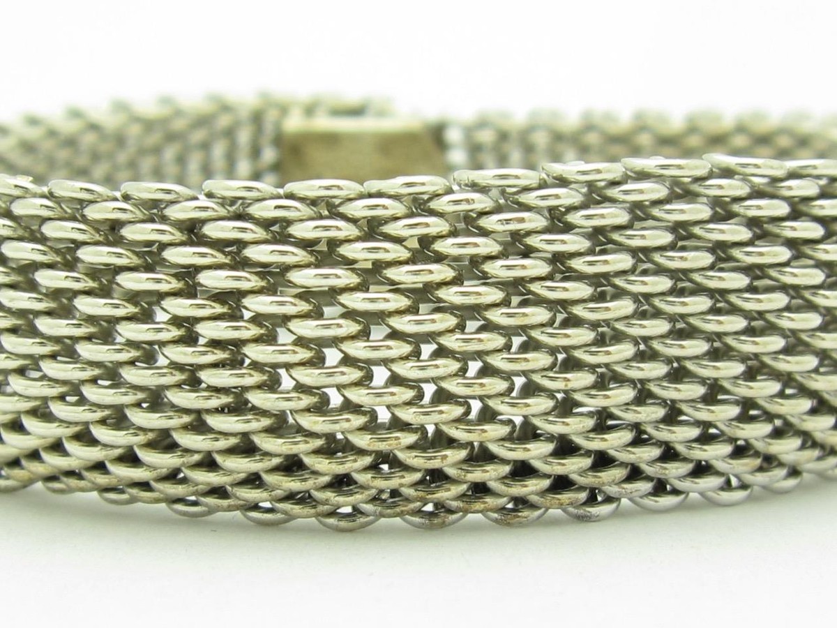 Pre-Owned Tiffany & Co. Mesh Soft Bangle Bracelet 54.0 Grams 17mm