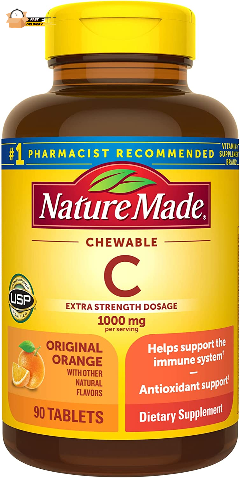 Extra Strength Dosage Chewable Vitamin C 1000 Mg per Serving, Dietary Supplemen