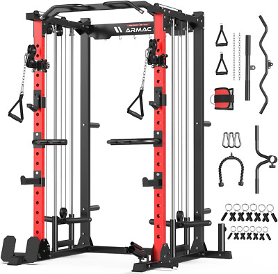 Multi-Functional Power Rack-2000Lbs Capacity All-In-One Squat Rack with Dual Pul