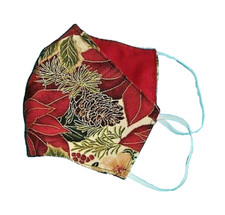 Pretty Poinsettia Christmas Cotton Face Mask Cover Washable Reusable Reversible