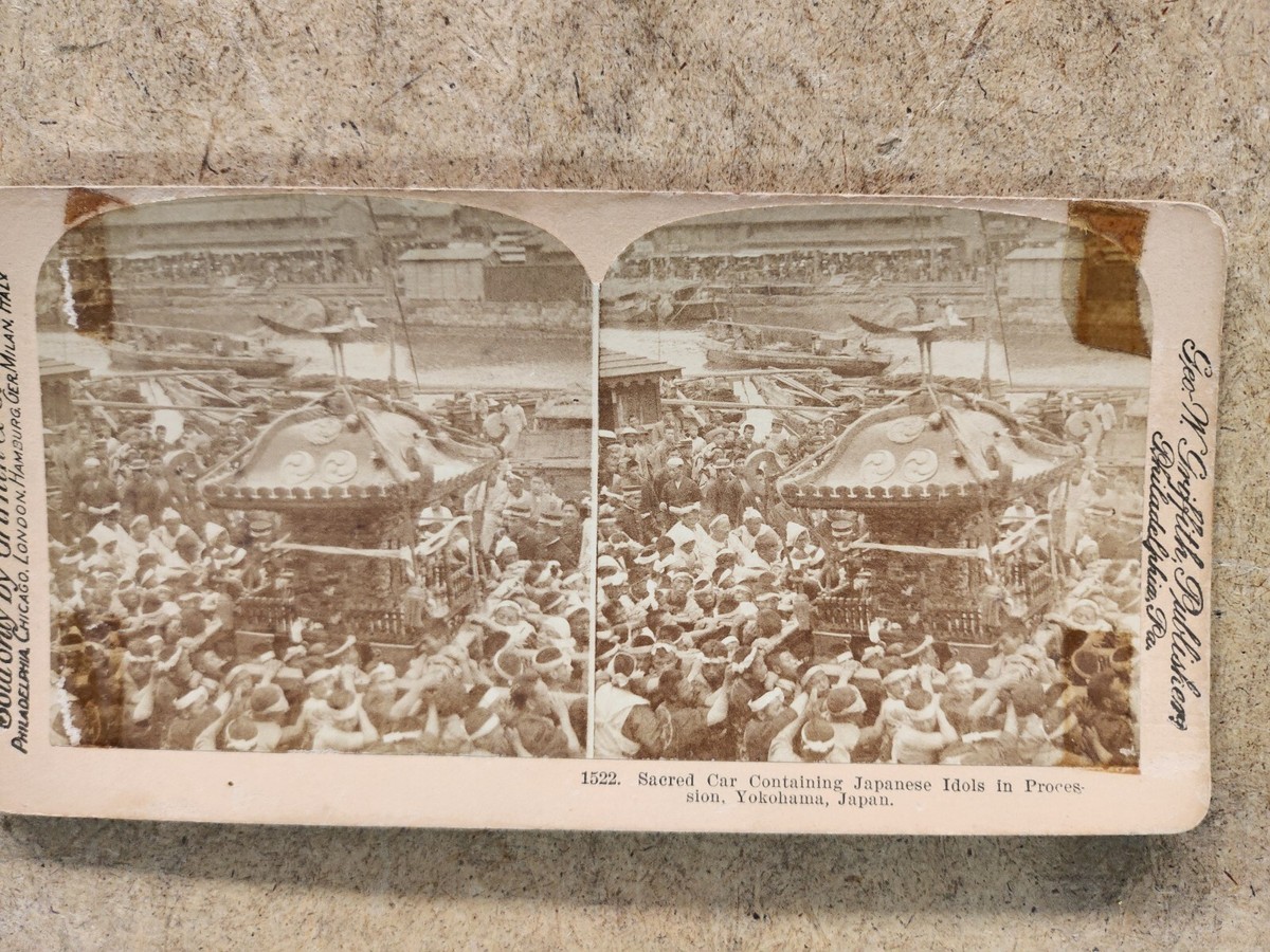 Car of Japanese Idols Yokohama, Japan Stereoscope Photo 1900's (CK