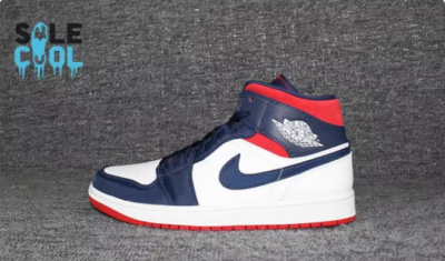 Nike Air Jordan 1 AJ1 Mid SE USA Blue Red White Men's Shoes Nike Air Jordan 1 AJ1 Mid SE USA Blue Red White Men's Shoes