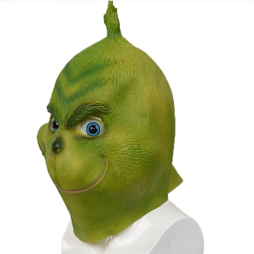 Christmas Grinch Mask Green Hair Monster Cosplay Adult Full Head Masquerade Prop - Picture 4 of 4