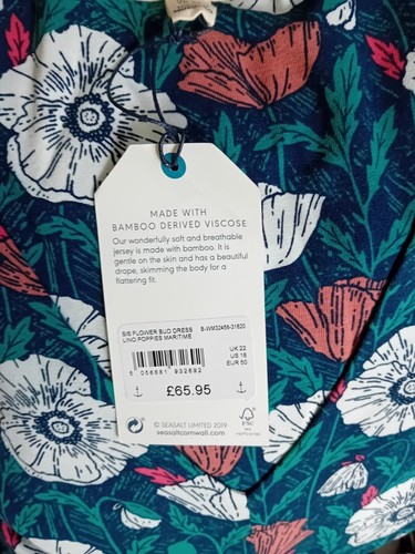 Brandneu mit Etikett Seasalt UK Größe 22 Damen Midi Jerseykleid marineblau Blumen Knospe maritim - Bild 6 von 6