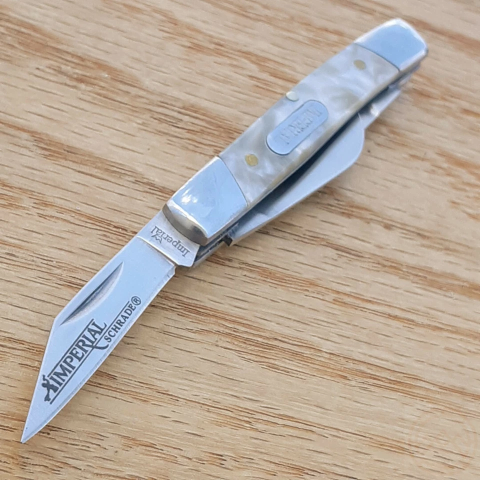 Cuchillo de ganadero pequeño Schrade Imperial cuchillas de acero inoxidable mango de celuloide Foto 4 de 4