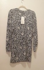 NWT Zara Womens Blue White Floral  Dress Stretch Long Sleeve Size M 