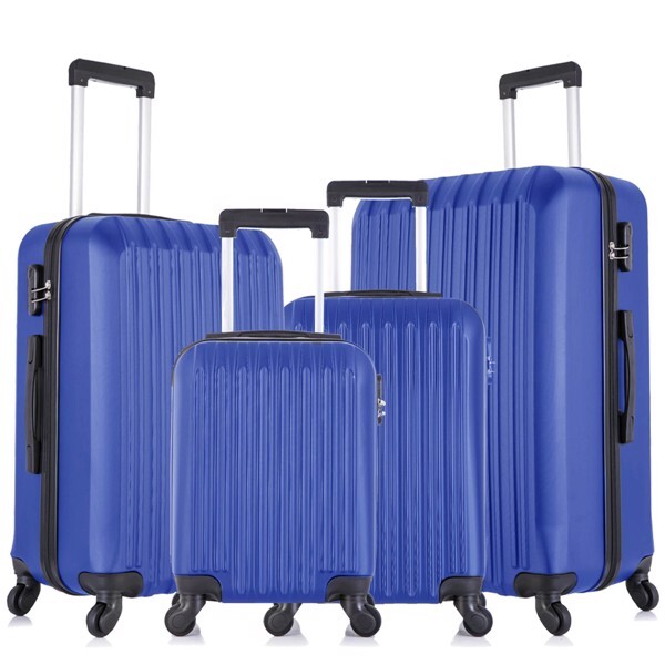 4 Piece Set Luggage Sets Suitcase ABS Hardshell Lightweight Spinner Wheels Blue