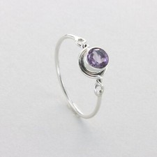 Natural and Round AMETHYST Ring - Multiple Sizes - 925 STERLING SILVER 25e