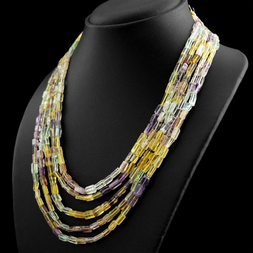AAA 469.60 CTS NATURAL UNTREATED 5 STRAND MULTICOLOR FLUORITE BEADS NECKLACE - 第 1/3 張圖片