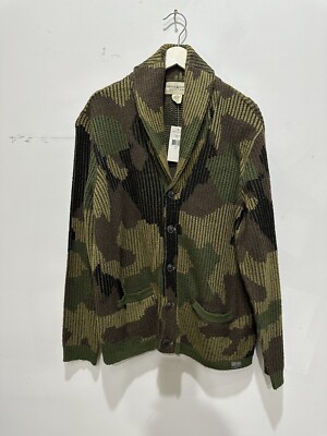 Denim Supply Ralph Lauren Shawl Cardigan Mens XL Green Camo