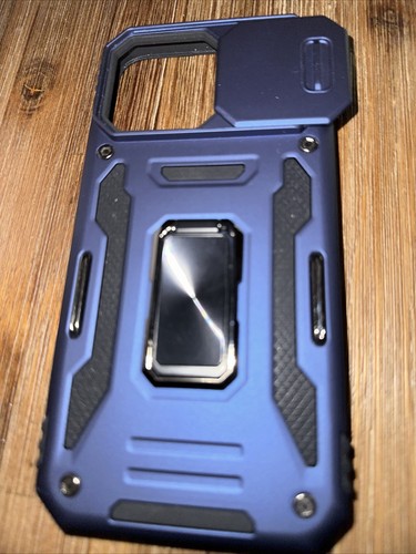 Case With Camera Cover Slide For iPhone 14 ProMax Protected Shockproof Navy Blue - Photo 2 sur 8
