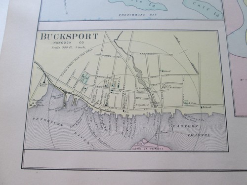 1902-03 MAPA ANTIGUO, STUART'S MAINE ATLAS, SORRENTO, BUCKSPORT, BERWICK DEL SUR - Imagen 4 de 5