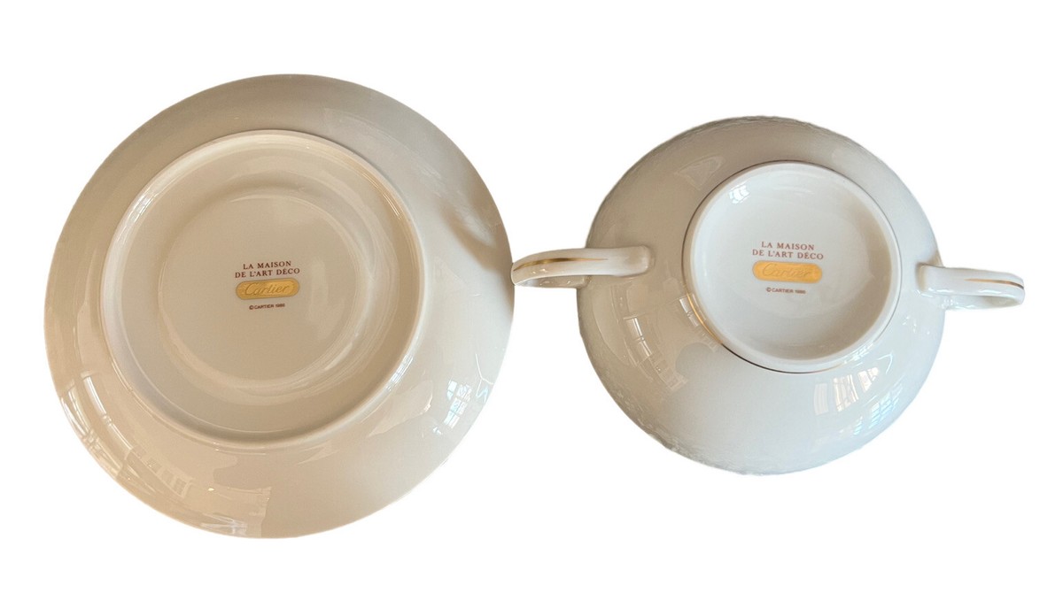 CARTIER La Maison De L'Art Deco cream soup bowl & saucer set! 6