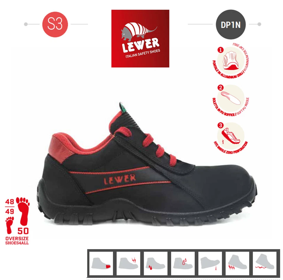 scarpa da lavoro antinfortunistica LEWER DP1N MADE IN ITALY S3 COOL JOB 49 50 - Immagine 4 di 4