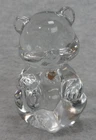 Fenton Paperweight Art Glass Bear Figurine w/Diamond Heart April Birthstone 3.5"