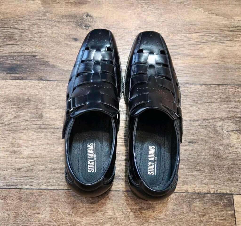 Stacy Adams Black Leather Sandals Shoes Men display picture 2