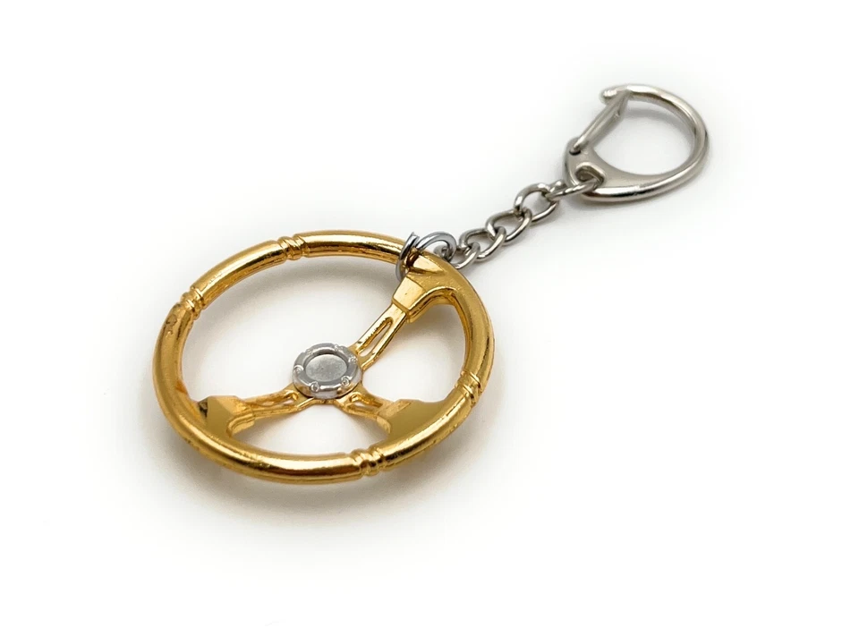 Steering Wheel Gold Car Tuning Key Ring Pendant Made of Metal Gold - Image 3 of 4
