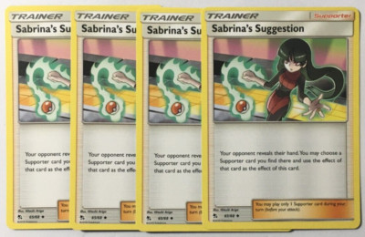 POKEMON 4 X SABRINA'S SUGGESTION 65/68 HIDDEN FATES UNCOMMON TRAINER NEAR MINT