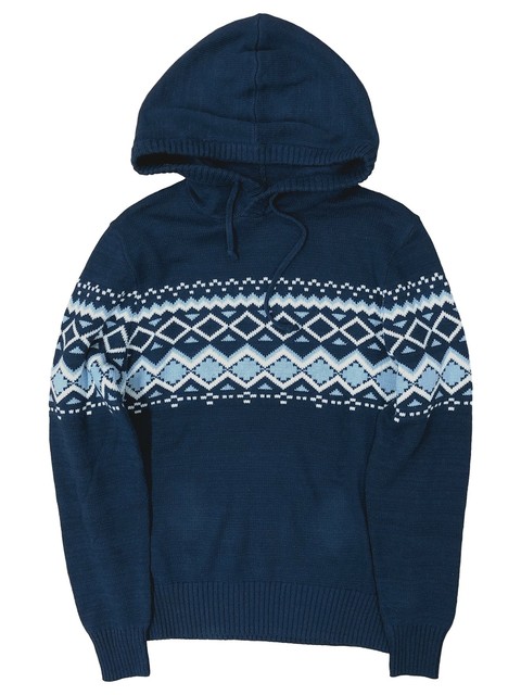 Knit Sweater Hoodie Navy Blue 
