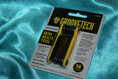 Groovetech Mini Guitar/Bass Multi-Tool, 14 Tools in 1, USA & Metric Sizes, GTMM2
