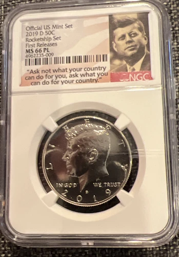 2019 D KENNEDY HALF DOLLAR NGC MS 66 PL 50C FIRST RELEASE ROCKETSHIP MINT SET