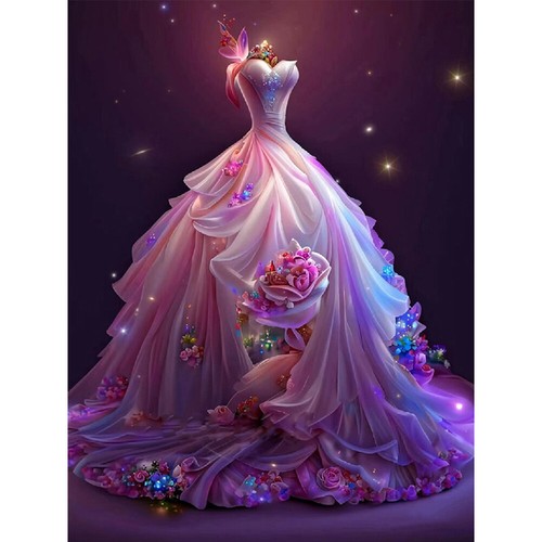 ♥ 5D DIY Full Round Drill Diamond Painting Wedding Dress Kit Home Decor