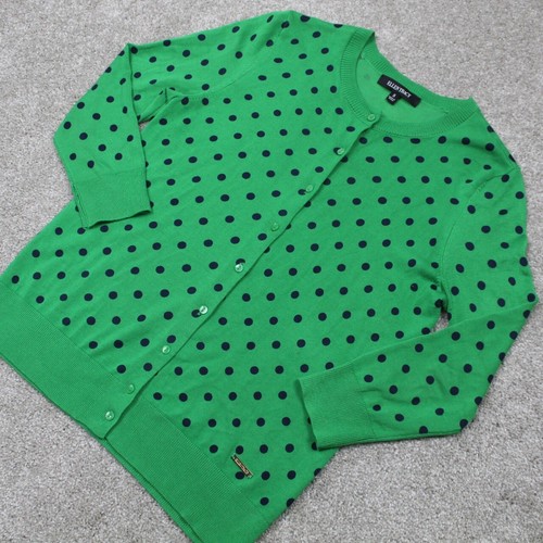 Ellen Tracy Sweatshirt Womens Small Green Geometric Viscose/Nylon L/S Button Up - Picture 3 of 13