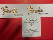 Fender '66-'67 Gold Metallic Telecaster Waterslide Headstock Decal 2 per listing