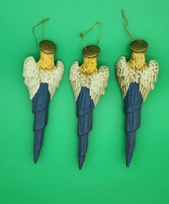 Lot of 3 vintage tear drop angels Christmas ornament decorations 8" tall #CO1 - Image 2 of 4