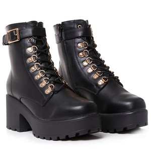 black chunky military boots