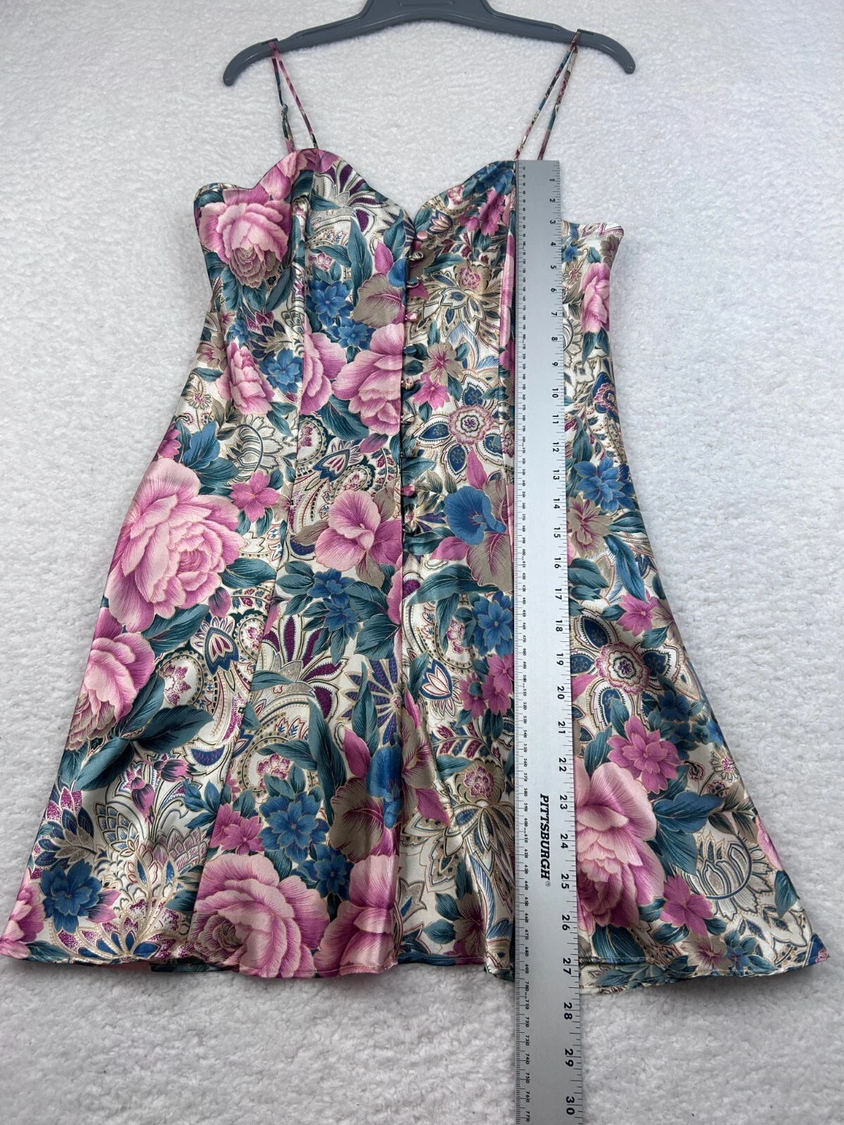 UNDERCOVER Abito slip camicia da notte vintage Victorias Secret taglia media rosa rose floreale