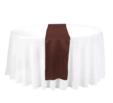 Lot of 3-LinenTablecloth 14 x 108-Inch Satin Table Runner Chocolate