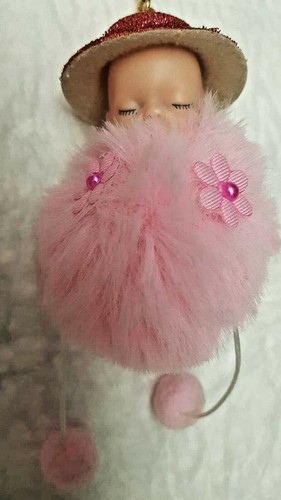 Key Chains Pink 3" Pon Pon Baby with Hat - Brand New - Picture 2 of 6