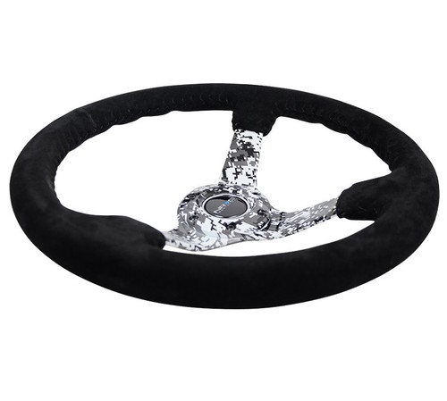 NEW NRG Deep Dish Steering Wheel 350mm Black Suede Black Stitching RST-036DC-S - Picture 4 of 4