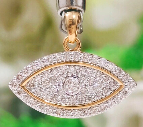 Pendentif - Or 10K jaune mauvais oeil en forme de coeur pavé cz - PEG250