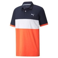 Image of Puma Cloudspun Highway Polo Navy/Hot Coral