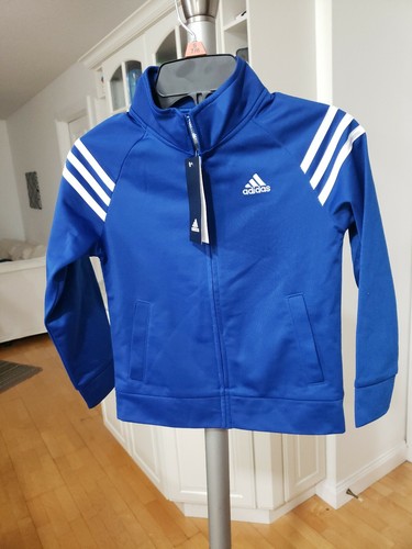 Kids Boys Adidas Track Jacket Size 5 Royal Blue & White. New with Tag - Picture 3 of 4