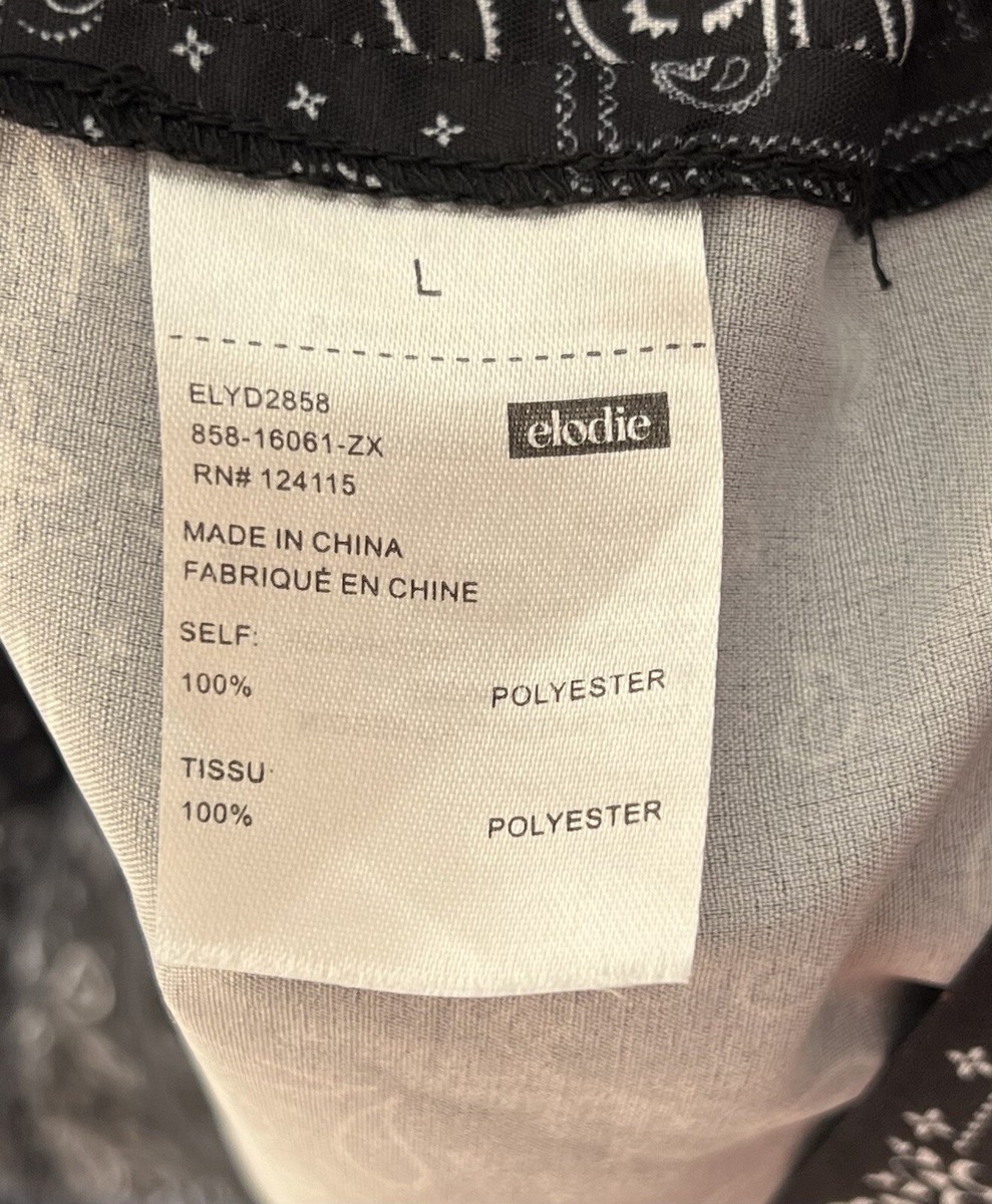 Elodie Mini Dress Womens Size Large Black White Bandana Paisley