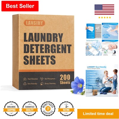 Laundry Detergent Sheets - 200 Count - Fresh Linen Scent - Zero Waste - Portable