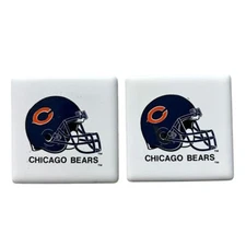 Chicago Bears NFL Ceramic Tile Football Team Logo Home Decor Set of 2 1/4x2 1/4