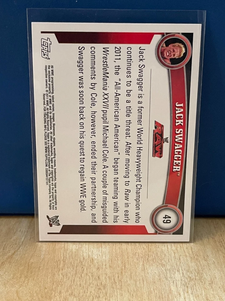 2011 Topps WWE #49 Jack Swagger wrestling card - Image 2 of 2