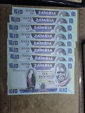 🇿🇲  Zambia 10 Kwacha (each) 1980 P-26  P-26e  UNC banknote 081224-2