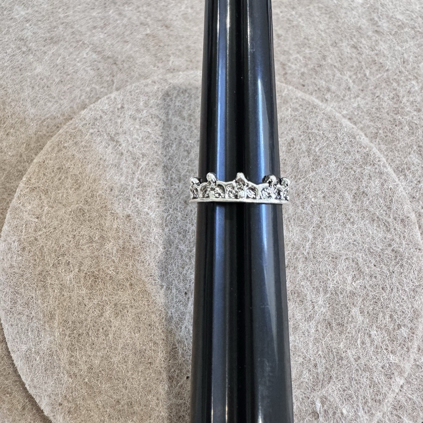 Silver Tone Crown Tiara Stackable Ring Size 4.5 J… - image 9